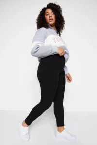 Trendyol Curve Black High Waist Ribbed Knitting Plus Size Leggings with Fleece Inside