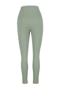 Trendyol Curve Khaki High Waist Ribbed Knitting Plus Size Leggings with Fleece - Image 7