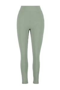 Trendyol Curve Khaki High Waist Ribbed Knitting Plus Size Leggings with Fleece - Image 8