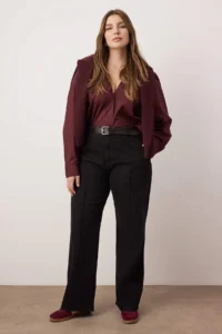 Trendyol Curve Anthracite High Waist ribbed Wide Cut jeans