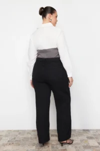 Trendyol Curve Anthracite High Waist ribbed Wide Cut jeans - Image 10