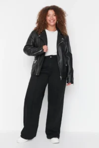 Trendyol Curve Anthracite High Waist ribbed Wide Cut jeans - Image 12