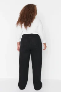 Trendyol Curve Anthracite High Waist ribbed Wide Cut jeans - Image 14