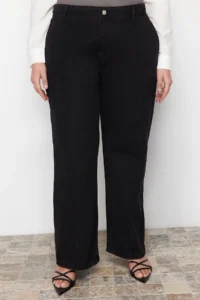 Trendyol Curve Anthracite High Waist ribbed Wide Cut jeans - Image 9