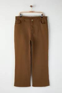 Trendyol Curve Brown High Waist Wide Leg Plus Size Wide Leg jeans - Image 5