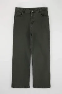 Trendyol Curve Green High Waist Wide Leg Plus Size Wide Leg jeans