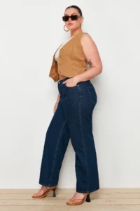 Trendyol Curve Indigo High Waist Wide Leg comfort/Middle Flexible Plus Size Wide Leg jeans - Image 2