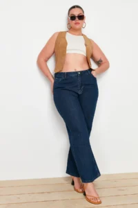Trendyol Curve Indigo High Waist Wide Leg comfort/Middle Flexible Plus Size Wide Leg jeans - Image 3