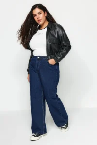 Trendyol Curve Indigo High Waist Wide Leg comfort/Middle Flexible Plus Size Wide Leg jeans - Image 8