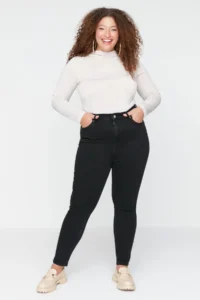 Trendyol Curve Black High Waist skinny Leg Flexible skinny plus size jeans