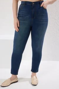 Trendyol Curve Mavi High Waist skinny Leg Flexible/Stretch Plus Size skinny jeans - Image 3