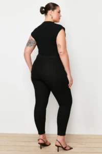 Trendyol Curve Solmayan Black High Waist Flexible/Stretch Plus Size skinny jeans - Image 6