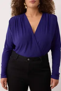 Trendyol Curve Navy Blue padded Double breasted Kapama snaps Knitting Bodysuit - Image 3