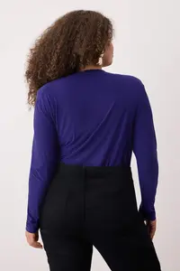 Trendyol Curve Navy Blue padded Double breasted Kapama snaps Knitting Bodysuit - Image 4