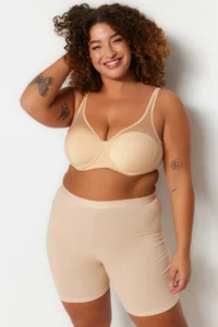 Trendyol Curve Nude Fixed Covered underwire Mesh Detailed Shaping Ironable Plus Size Bra - Image 6