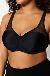Trendyol Curve Black Hard Covered underwire Mesh Detailed Shaping Ironable Plus Size Bra - Image 3