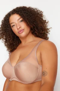 Trendyol Curve Mink Hard Covered underwire Mesh Detailed Shaping Ironable Plus Size Bra - Image 3