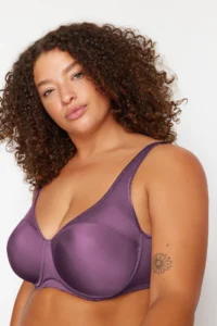 Trendyol Curve Lilac Fixed Covered underwire Mesh Detailed Shaping Ironable Plus Size Bra - Image 2