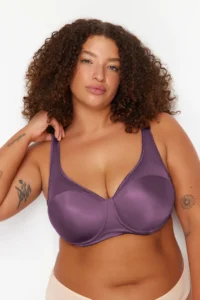 Trendyol Curve Lilac Fixed Covered underwire Mesh Detailed Shaping Ironable Plus Size Bra - Image 3