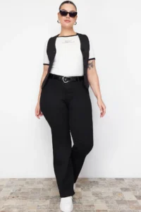 Trendyol Curve Black High Waist Flexible Material flared leg Flare Fit plus size jeans - Image 2