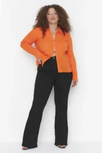 Trendyol Curve Black High Waist Flexible Material flared leg Flare Fit plus size jeans - Image 7