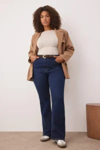Trendyol Curve Indigo High Waist Flexible Material flared leg Flare Fit plus size jeans