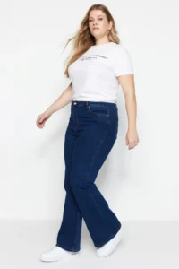 Trendyol Curve Indigo High Waist Flexible Material flared leg Flare Fit plus size jeans - Image 7