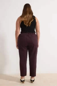 Trendyol Curve Burgundy High Waist Elastic Waist 100% Cotton Plus Size Mom jeans - Image 4
