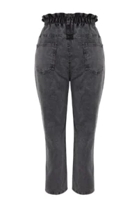 Trendyol Curve Gray High Waist Elastic Waist 100% Cotton Plus Size Mom jeans - Image 18