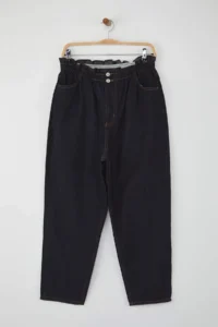 Trendyol Curve Dark Blue High Waist Elastic Waist 100% Cotton Plus Size Mom jeans - Image 5