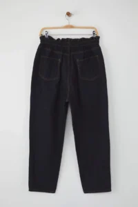 Trendyol Curve Dark Blue High Waist Elastic Waist 100% Cotton Plus Size Mom jeans - Image 7