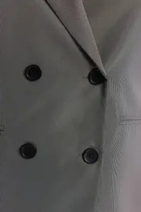 Trendyol Curve Gray Double breasted Kapama Lined Plus Size Blazer Jacket - Image 4