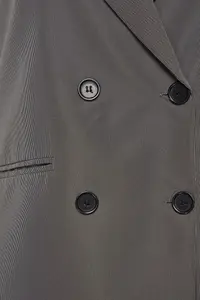Trendyol Curve Gray Double breasted Kapama Lined Plus Size Blazer Jacket - Image 7