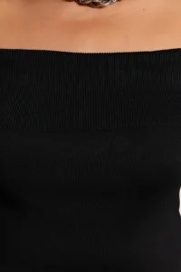 Trendyol Curve Black Carmen Collar Bodysuit hugging Midi Size Knit Dress - Image 4