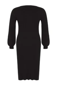 Trendyol Curve Black Button Detailed Slit Knit Dress - Image 8