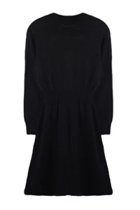 TRENDYOLMİLLA Black Knitting Detailed Ribbed Knit Dress - Image 7