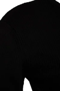 Trendyol Curve Black Stripe Detailed Ribbed Knit Dress - Image 7