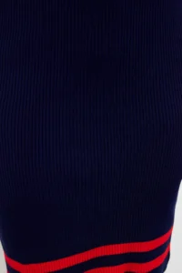 Trendyol Curve Navy Blue Stripe Detailed Ribbed Knit Dress - Image 4
