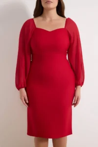 Trendyol Curve Rejection Long Sleeve Slit Midi/Middle Size Weaving Dress - Image 3