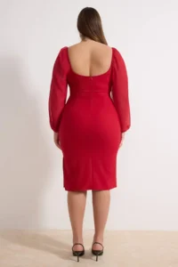 Trendyol Curve Rejection Long Sleeve Slit Midi/Middle Size Weaving Dress - Image 4