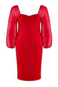 Trendyol Curve Rejection Long Sleeve Slit Midi/Middle Size Weaving Dress - Image 5