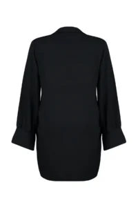 Trendyol Curve Black Double breasted Mini Long Sleeve Shirt Collar Weaving Dress - Image 8