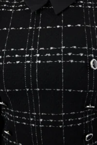 Trendyol Curve Black Shirt Collar Plaid-Checkered Mini Tweed Dress - Image 8