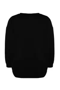 Trendyol Curve Black Thick Fleece Inside Slit Oversized/Large Cut Knitting Plus Size Sweatshirt - Image 6