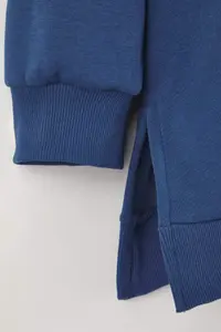 Trendyol Curve Indigo Thick Slit Oversized/Large Cut Knitting Plus Size Sweatshirt - Image 6