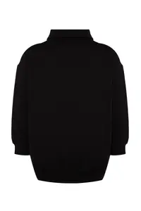Trendyol Curve Black Thick Zippered Knitting Plus Size Sweatshirt with Fleece Inside - Image 8