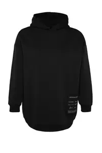 Trendyol Curve Black Embroidery Detailed Oversized/Bol Cut Knitting Plus Size Sweatshirt - Image 7