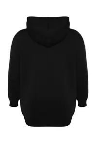 Trendyol Curve Black Embroidery Detailed Oversized/Bol Cut Knitting Plus Size Sweatshirt - Image 8