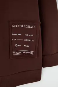 Trendyol Curve Brown Embroidery Detailed Oversized/Bol Cut Knitting Plus Size Sweatshirt - Image 6