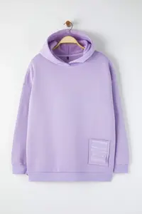 Trendyol Curve Lilac Embroidery Detailed Oversized/Bol Cut Knitting Plus Size Sweatshirt - Image 6